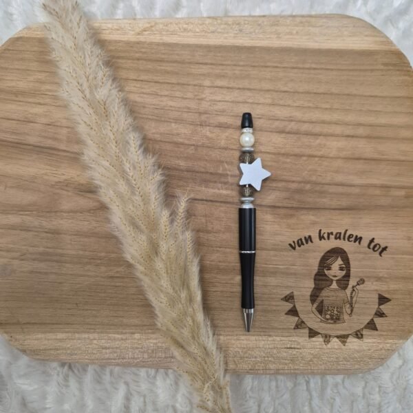 Pen zwart, zilveren ster