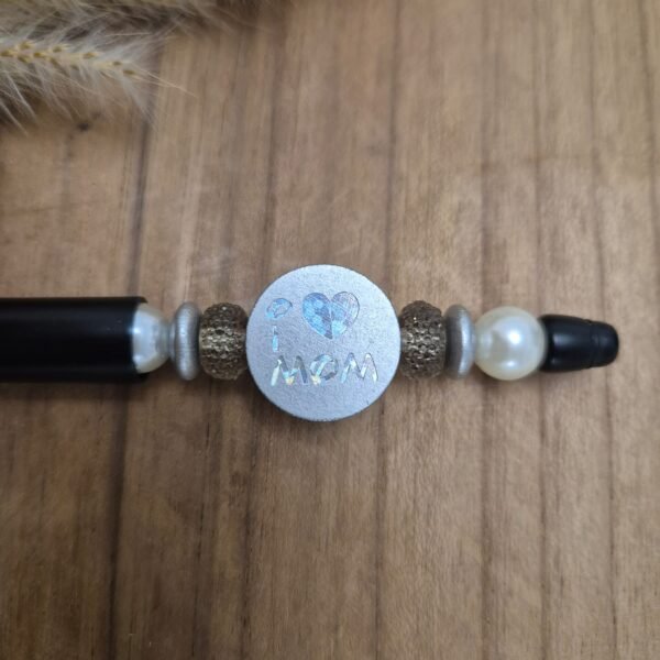 Pen zwart, zilveren mom/dad