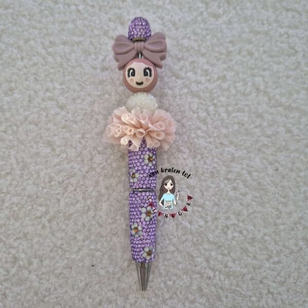 Strass pen paars meisje
