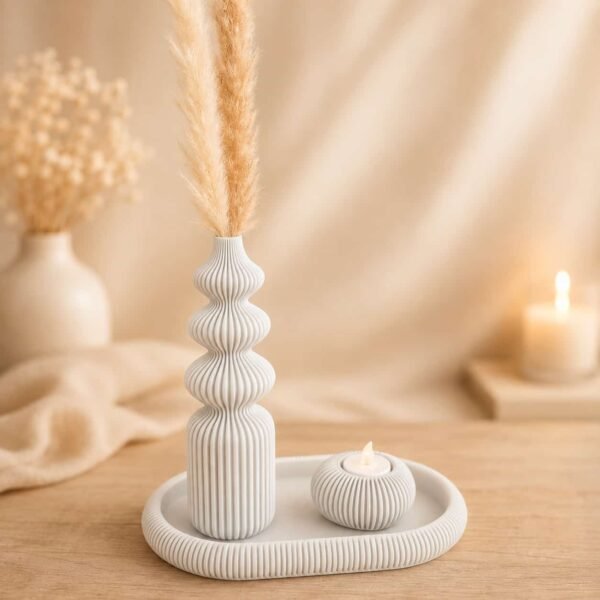 Decoratieset met schaal - vaas- waxinehouder