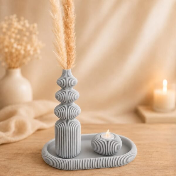 Decoratieset met schaal - vaas- waxinehouder